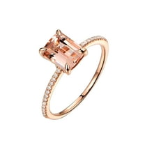 Sale: 1.25 Carat Real Morganite (emerald cut Real Morganite) and Man made diamond moissanite Engagement Ring Sterling Silver with 18k Gold Plating