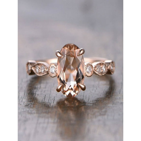 Sale 1.25 carat Morganite and Diamond Engagement Ring in 10k Rose Gold for Women