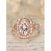 JEENJEWELS Sale 1.25 carat Morganite and Diamond Halo Engagement Ring in 10k Rose Gold for Women