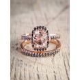 thumbnail image 1 of Sale: 1.50 Carat Peach Pink Morganite (Round cut) and Black Diamond Engagement Bridal Wedding Ring Set in 10k Rose Gold, 1 of 2