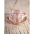 thumbnail image 1 of Sale 1.50 carat Morganite and Diamond Halo Bridal Wedding Ring Set in Rose Gold: Bestselling Design, 1 of 2