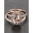 thumbnail image 1 of Sale 1.50 carat Round Cut Morganite and Diamond Halo Bridal Wedding Ring Set in Rose Gold: Bestselling Design, 1 of 2