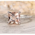 thumbnail image 1 of Sale 1.75 Carat Peach Pink Morganite (6mm Princess Cut Morganite) and Diamond Moissanite Engagement Ring with 18k Gold Plating, 1 of 4