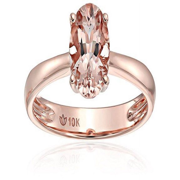 Sale 1 carat Morganite (Oval cut Morganite) Solitaire Engagement Ring in 10k Rose Gold for Women