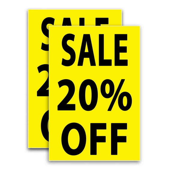 Sale 20 Percent Off (24" X 36") Vinyl Decal Only (Pack of 2) |Sign|Sticker|Poster