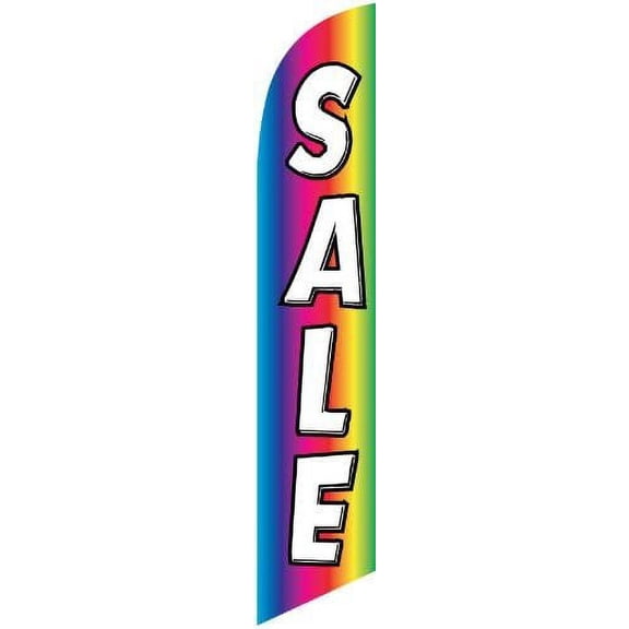 Sale Advertising Feather Banner Swooper Flag Sign with Flag Pole Kit and Ground Stake, Rainbow
