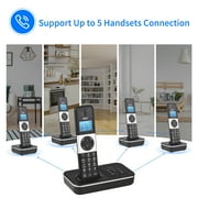 Sale Bisofice D1002 TAM-D 2-Handset Cordless Phone With Answering Machine Caller ID/Call Waiting 1.6 Inch LCD 3 Lines Screen Display Rechargeable Batteries Support 16 Languages For