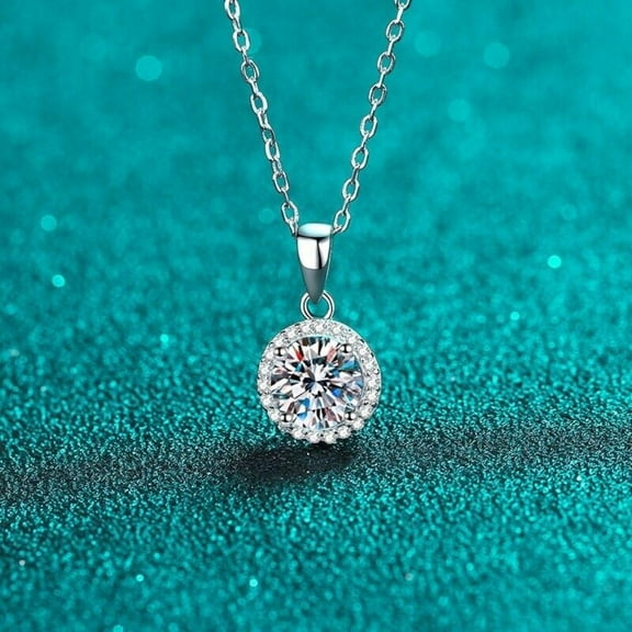 Sale Classic Round Cut 1.0 ct Moissanite S925 Sterling Silver Women's Necklace