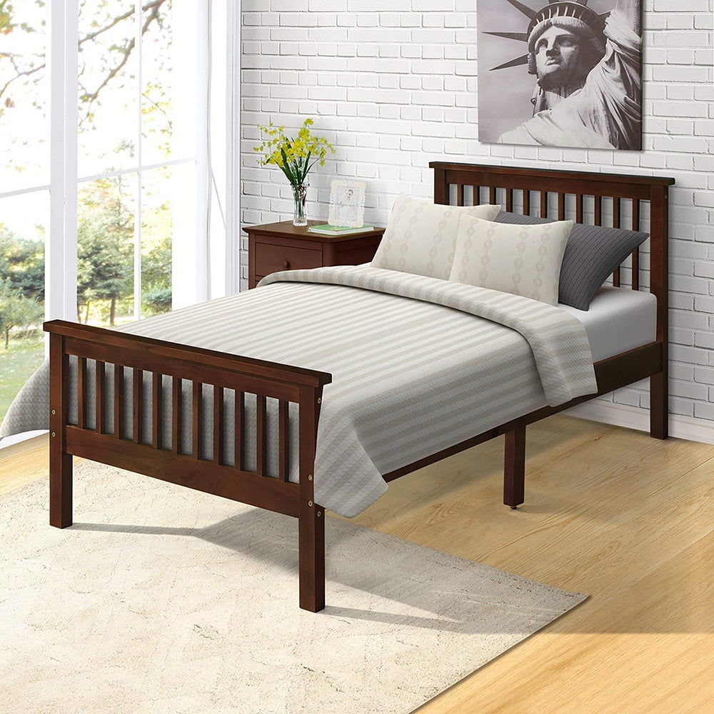 Sale Classic Wood Platform Beds with Headboard and Footboard, Espresso