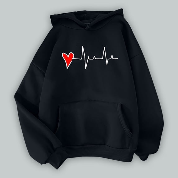 Sale Clearance 2024 Black Zip up Hoodie Women Women'S Love Heart Printed Hoodie With Large Pocket Drawstring Top Hoodie