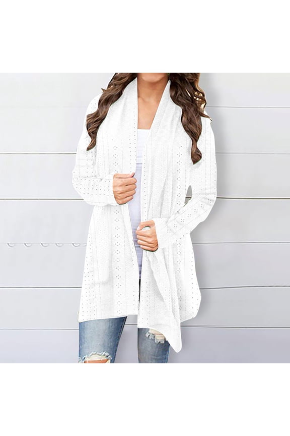 Sale Clearance 2024 Women's Cardigan Cardigan European And American Solid Color Mid Length Coarse Sweater Sweater Women
