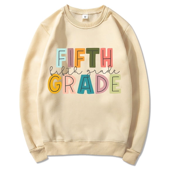 Sale Clothing 2025 Womens Casual Long Sleeve Sweatshirt Women's Shirt Teacher Back To School Clothing Pattern Hoodless Sweatshirt
