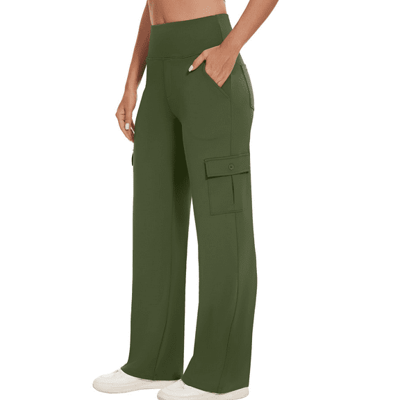 Clothing 2025 Yoga Pants Yoga Cargo Pants Women Wide Leg Pants with Pockets High Waist Stretch Dress Casual Business Work Travel Pants Yoga Pants