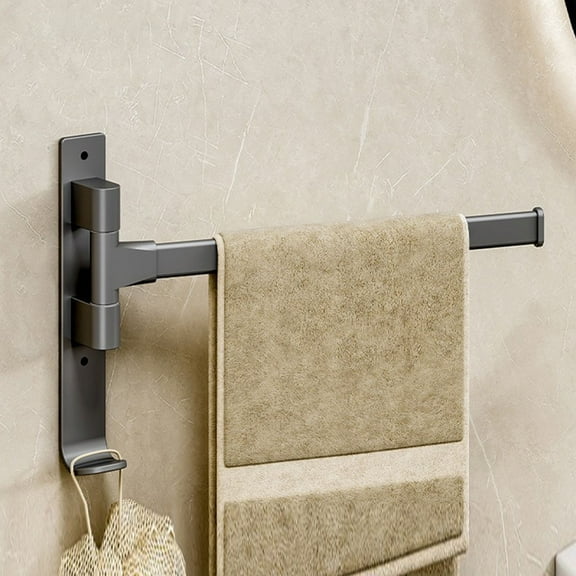 On Sale Clearance! Home Decor Swivel Towel Rack Thicken 4 Arm Towel Bar 180° Space Saving Wall Mounted Towel Holder With Hook Rustproof Swing Out Towel Hanger For Bathroom Kitchen Grey,A,17.5x31.5cm