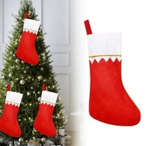Sale!Cyenie White-Rimmed, Gold-Trimmed, Red-Soled, Plain Socks, 14In Personalized Christmas Stockings White Cuff with Gold Trim Diy Christmas Stockings for Family Holiday Christmas Decorations