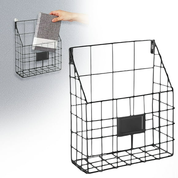 on Sale Hecteas Rack,1*Shelf,Wall Mounted Magazine Holder Wall File Organizer Mesh Hanging File Organizer Hanging Magazine Rack Metal Mail Organizer Storage Holder Magazine Document Rack for Home