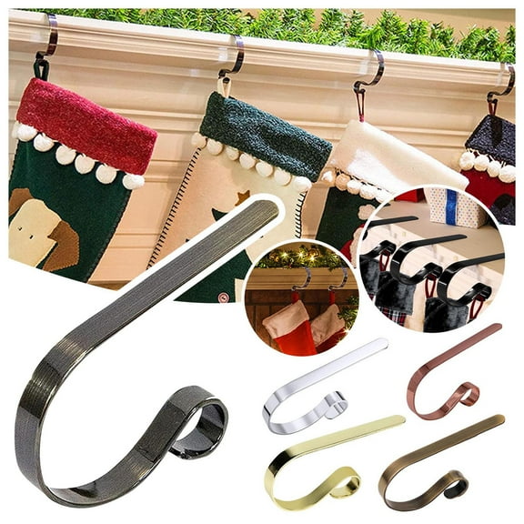 Sale Items! Command Hooks Eguiwyn Metal Christmas Stocking Holder Hooks Fireplace Hanger with Non-Skid Design 3Pc 3Pc Metal Christmas Stocking Hanger Hook Black