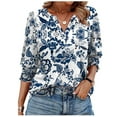 thumbnail image 1 of Items Groceries 3/4 Sleeve Shirts for Women Plus Size On Floral V Neck T Shirt Summer Fashion Tunic Ladies Tops Dressy Casual Loose Fit Blouses Past Orders Reorder Items Bought By Me, 1 of 7