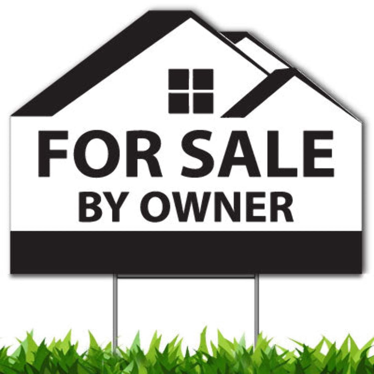 For Sale By Owner Custom Yard Sign, Die Cut to House Shape, 18x24 Inch ...