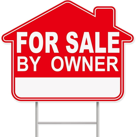 For Sale By Owner Yard Sign, 1-Pack 17"x13" Double-Sided Signs, Corrugated Plastic, H-Metal Stake, Home for Sale Sign, Estate Sale Signs, Yard Sale Signs With Stakes, House for Sale