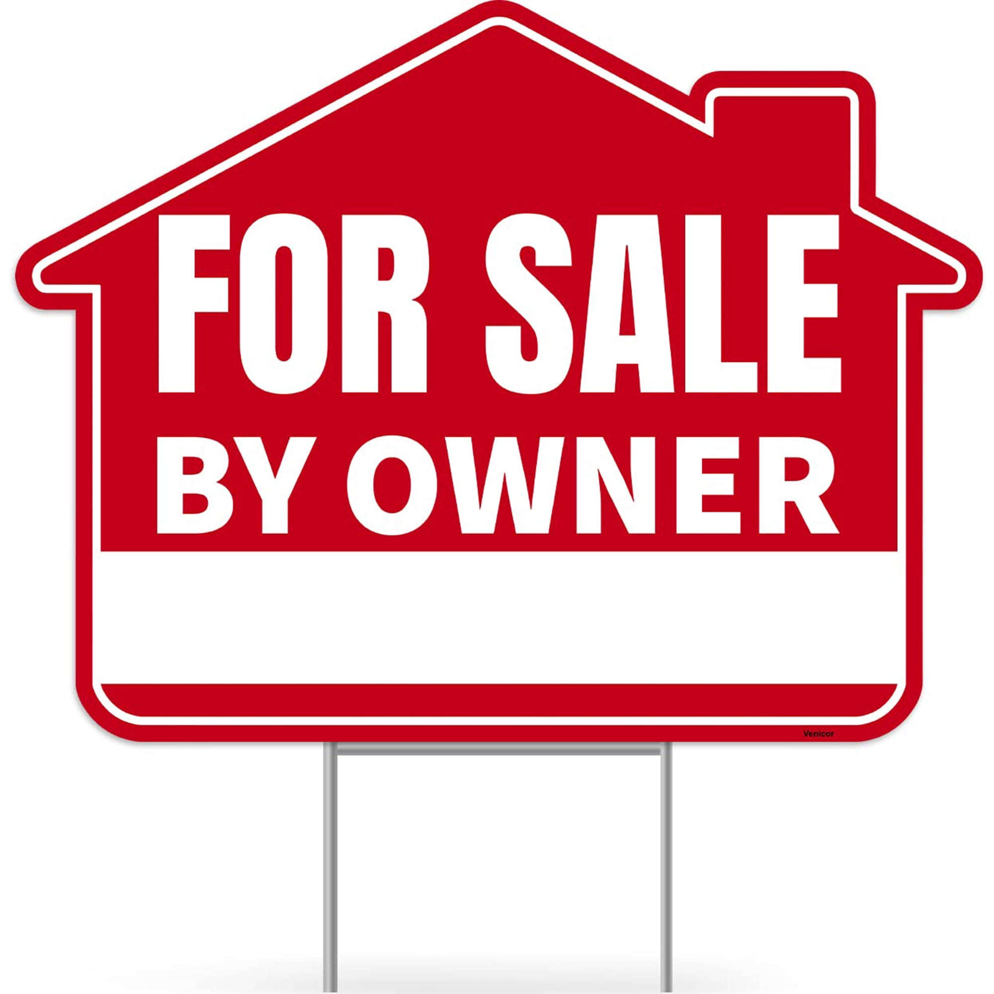 For Sale By Owner Yard Sign,Double Sided Corrugated Plastic FSBO Sign with Metal Stake,17 Inches by 13 Inches,Weatherproof Real Estate Sign for Home,House Property Outdoor Display