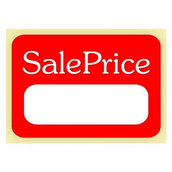 Sale Price Label, 1-1/8" x 1-5/8", Red on White Semi-Gloss Paper - Roll of 500 Labels
