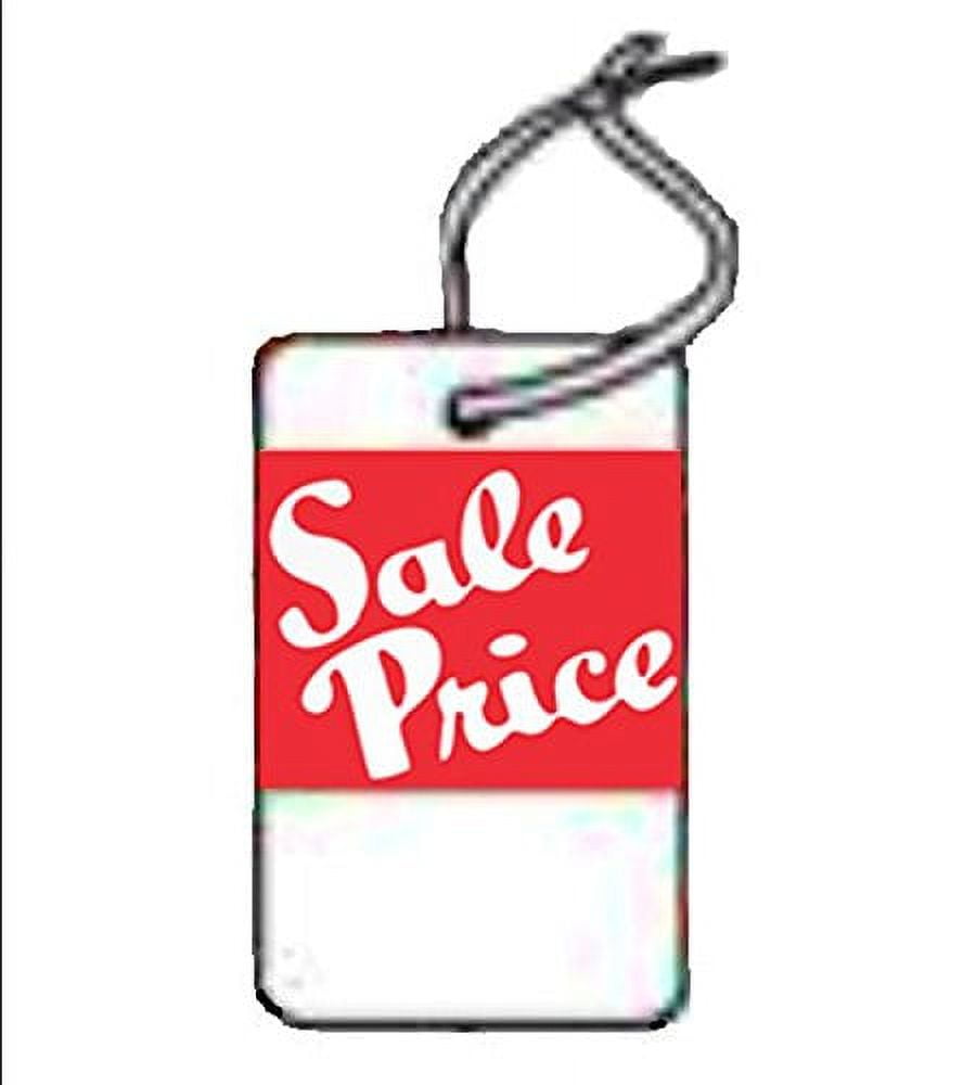 Sale Price Small , white stock, red ink, WITH String, 1000 Tags / Pack, 1.25" x 1.875"