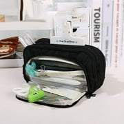 On Sale !Rofhy Stationery Bag Big Capacity Pencil Case 3 Compartments Large Pencil Pouch Pen Bag Pencil Box Holder Organizer Simple Storage Aesthetic Stationery Cosmetics 1 Stationery Bag