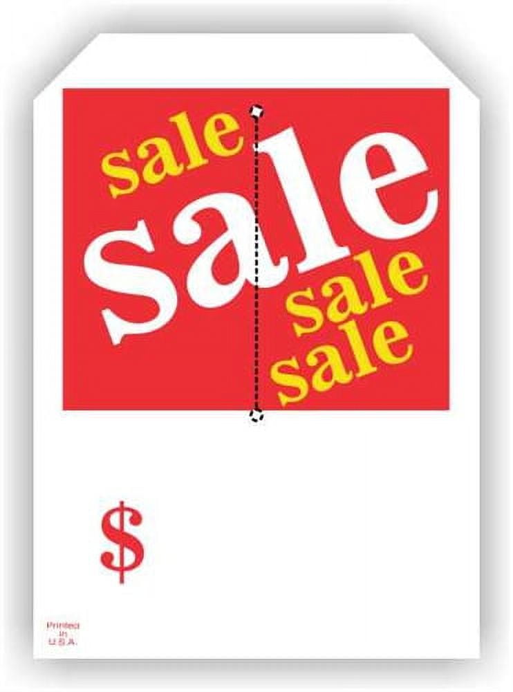 Sale Sale Sale Sale Tags, w/3.25" slit, 2 clip corners, Merchandise 12pt Tag, 7" x 5", 250 Tags / Pack