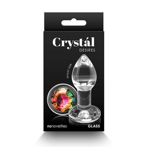 Sale Specials Crystal Desires Glass Round Gem Butt Plug Small - Rainbow