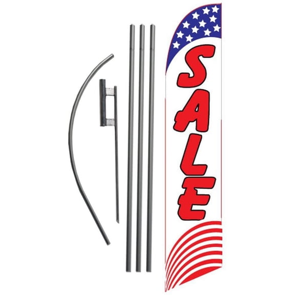 Sale Star/Stripes 15ft Feather Banner Swooper Flag Kit with Ground Stake, Outdoor Sign