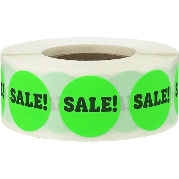 Sale Stickers Fluorescent Green 3/4 Inch Round Circle Dots 500 Total Labels
