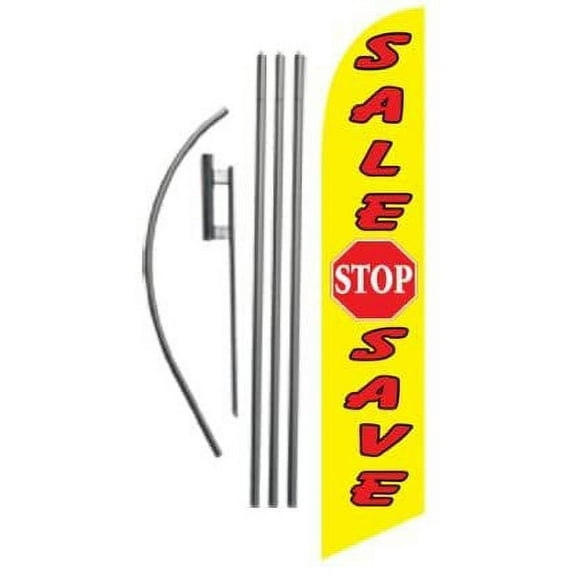 Sale Stop Save Advertising Feather Banner Swooper Flag Sign with Flag Pole Kit and Ground Stake