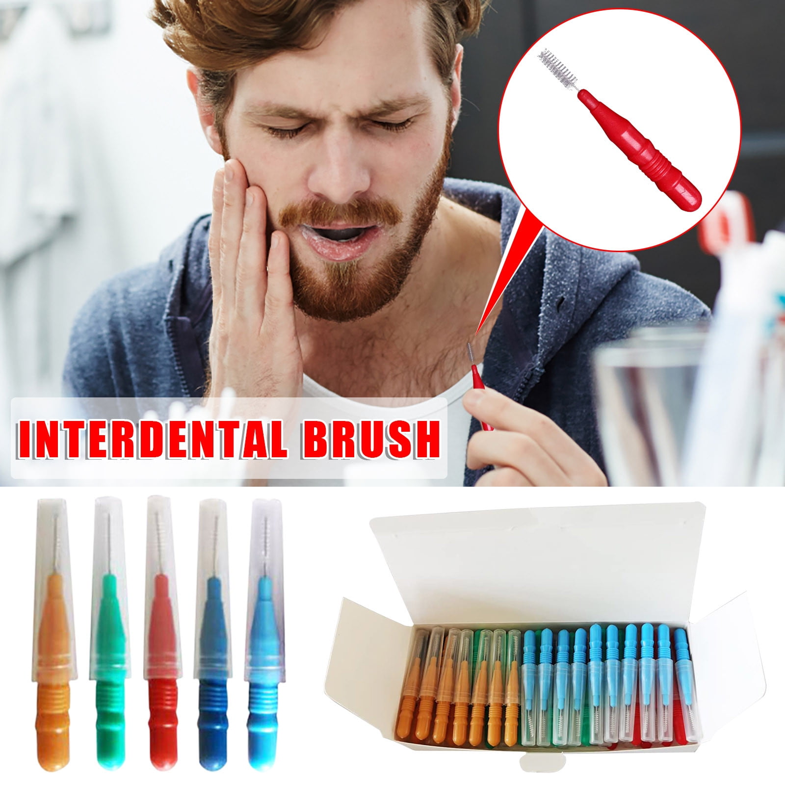 Sale Today Clearance! 50 Pack Interdental Slim Brushes 0.7-1.2mm Interdental Brushes Floss Pick Kids Adult Teeth Cleaning Tools - Clearance Items!
