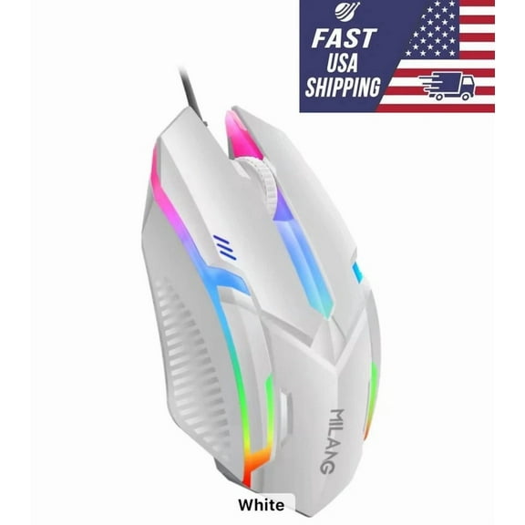 ??Sale?? White Gaming Mouse New Rgb Light 3 Button Up To 800 Dpi Wired Usb