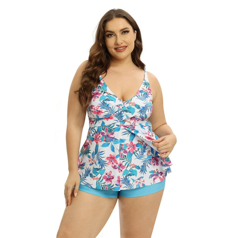 Sale Women s Plus Size Flower Floral Print Swim Dress Bathing Suit