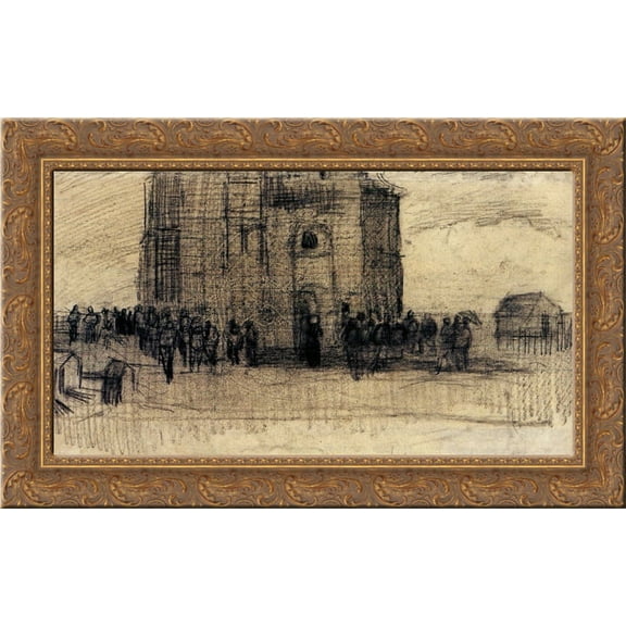 Sale of Building Scrap 24x16 Gold Ornate Wood Framed Canvas Art by Vincent van Gogh