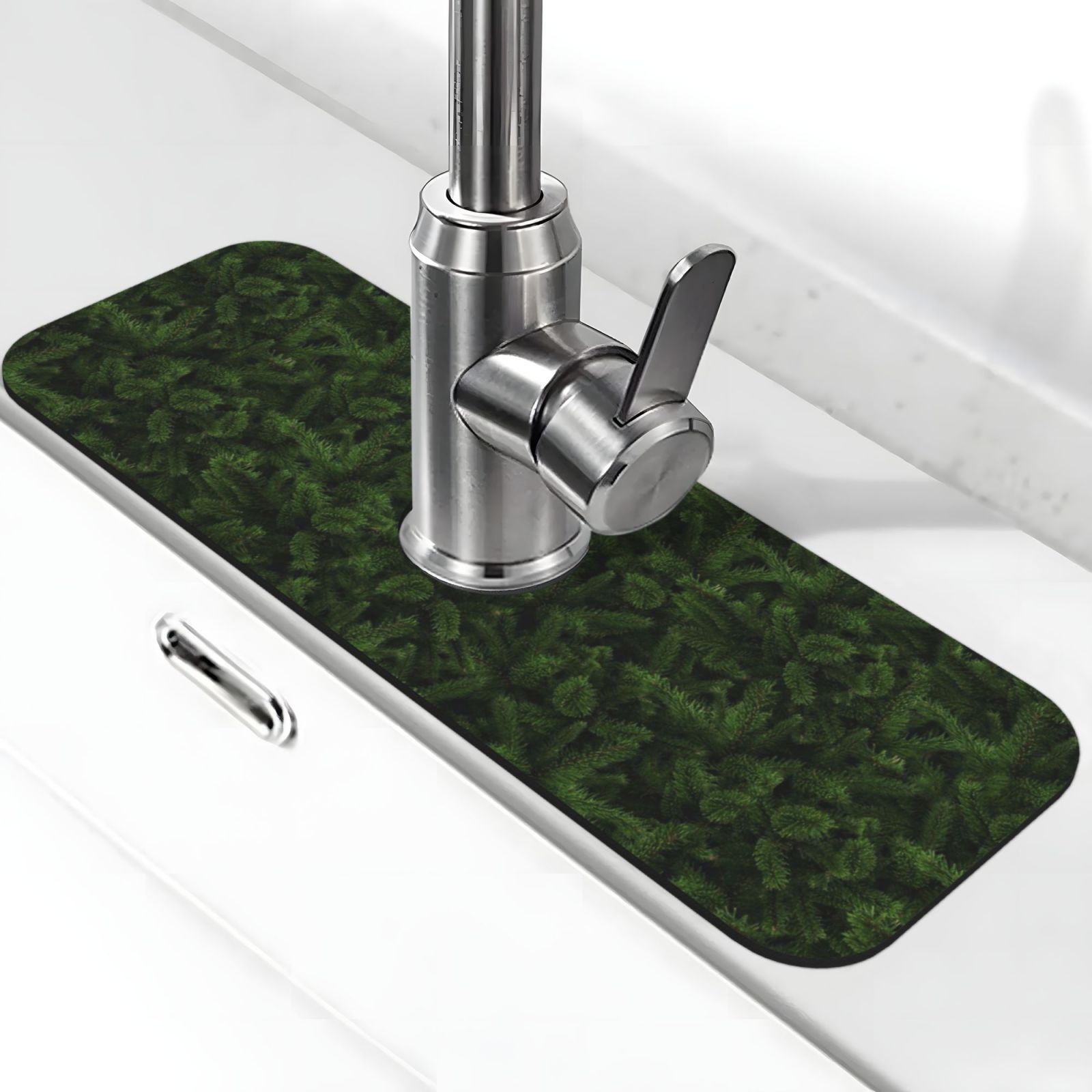 Salelf Christmas Tree Branches Kitchen Sink Splash Guard Faucet Mat