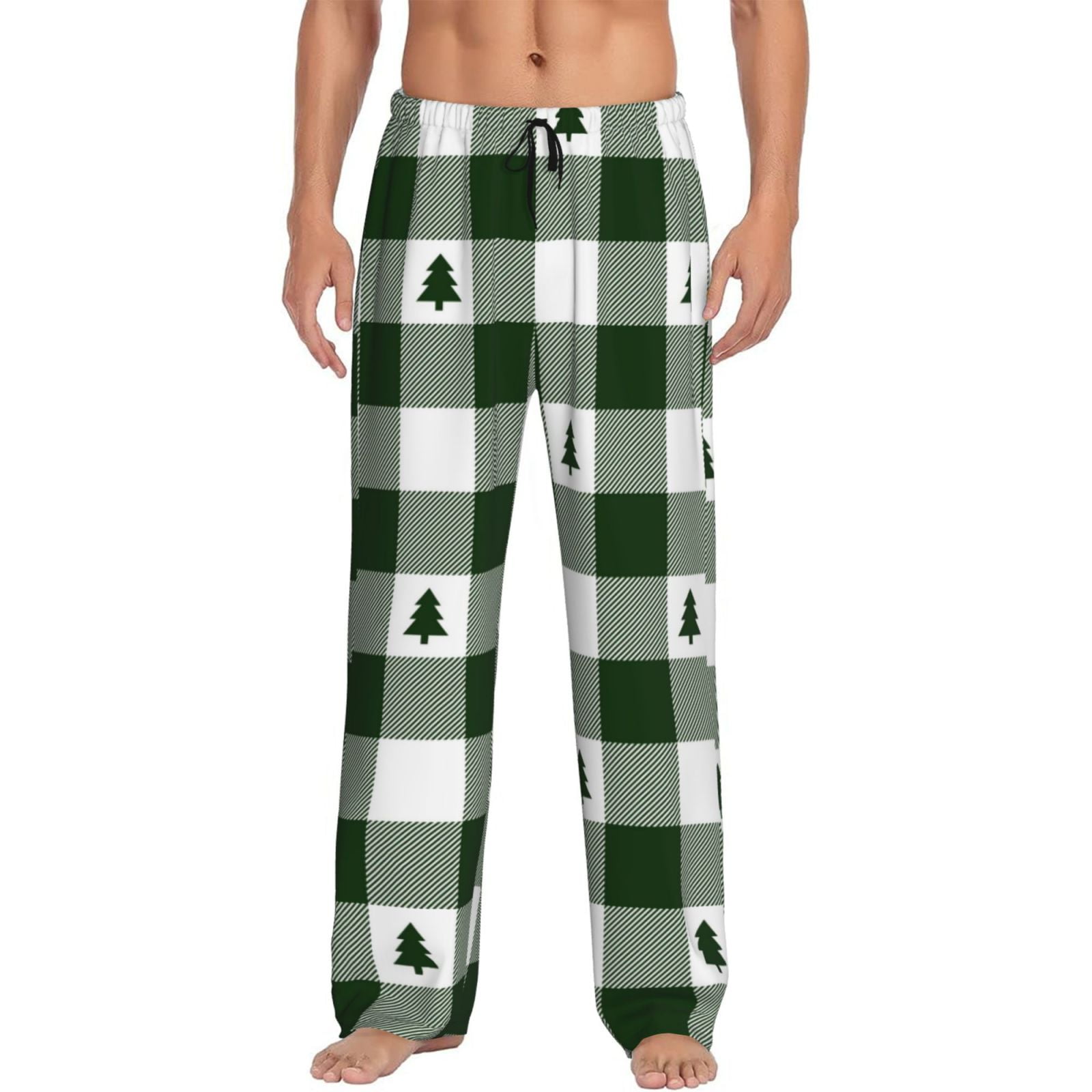 Salelf Green White Christmas Tree Lumberjack Plaid Mens Pajama Pants Comfy Lounge PJ Pants Casual Pajama Bottoms with Pockets Walmart