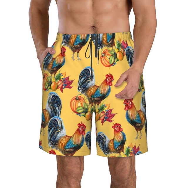 Beer Swimsuit Cute Rooster Chickens Men's Swim Trunks Beach Shorts