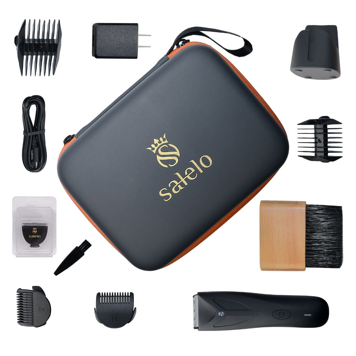 Salelo Electric Groin Hair Trimmer VIP Kit | Grooming Kit for Manscaping, Pubic Hair | Rechargeable & Waterproof Ball Shaver | Personal Groomer for Men with Ceramic Replacement Blades & Storage Case
