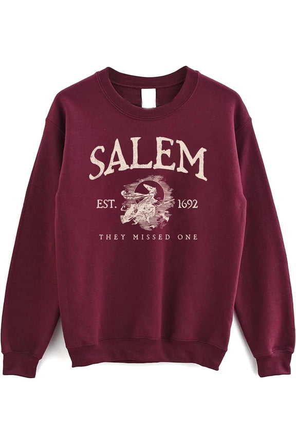Salem 1692 Graphic Halloween Sweatshirt, Retro Witchy Pullover, Spooky Fall Crewneck