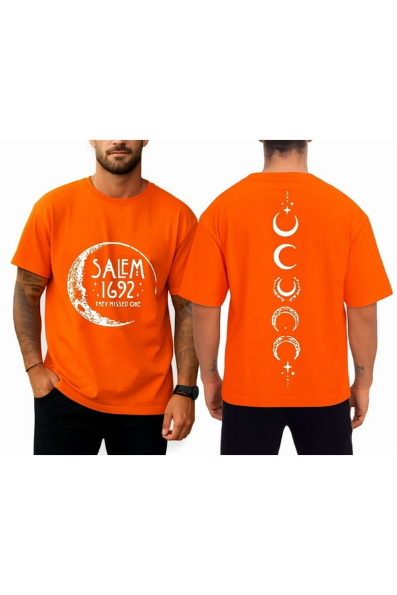 Salem 1692 Halloween T-Shirt – Witchy Moon Phase Gothic Tee for Men and Women