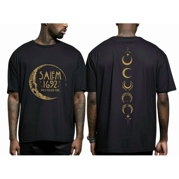 Salem 1692 Halloween T-Shirt – Witchy Moon Phase Gothic Tee for Men and Women