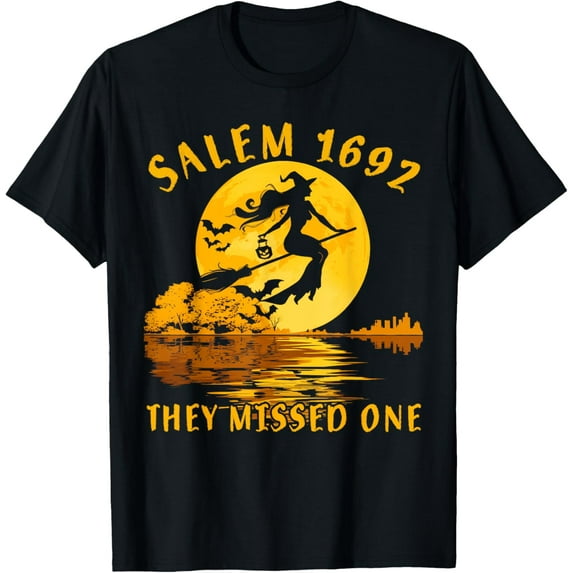 Salem 1692 They Missed One Witch Riding Broom Halloween T-Shirt
