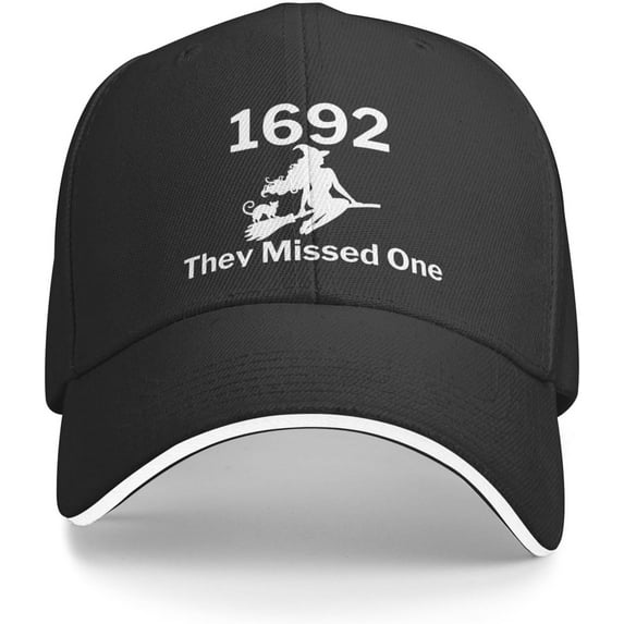 Salem 1692 Witch They Missed One Hat Christmas Men Women Baseball Cap Funny Dad Black
