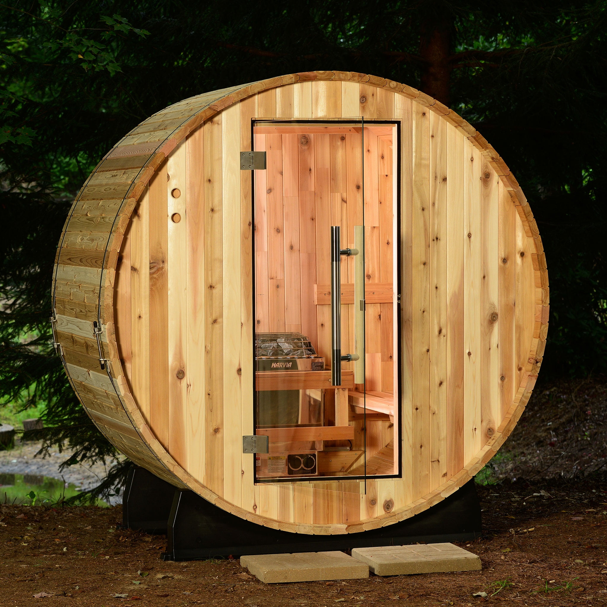 ALMOST HEAVEN SAUNAS Salem 2-Person Outdoor Electric Heater Barrel Sauna in Rustic Cedar