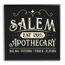 Salem Apothecary Vintage Witch Sign Holiday Graphic Art Black Framed Art Print Wall Art