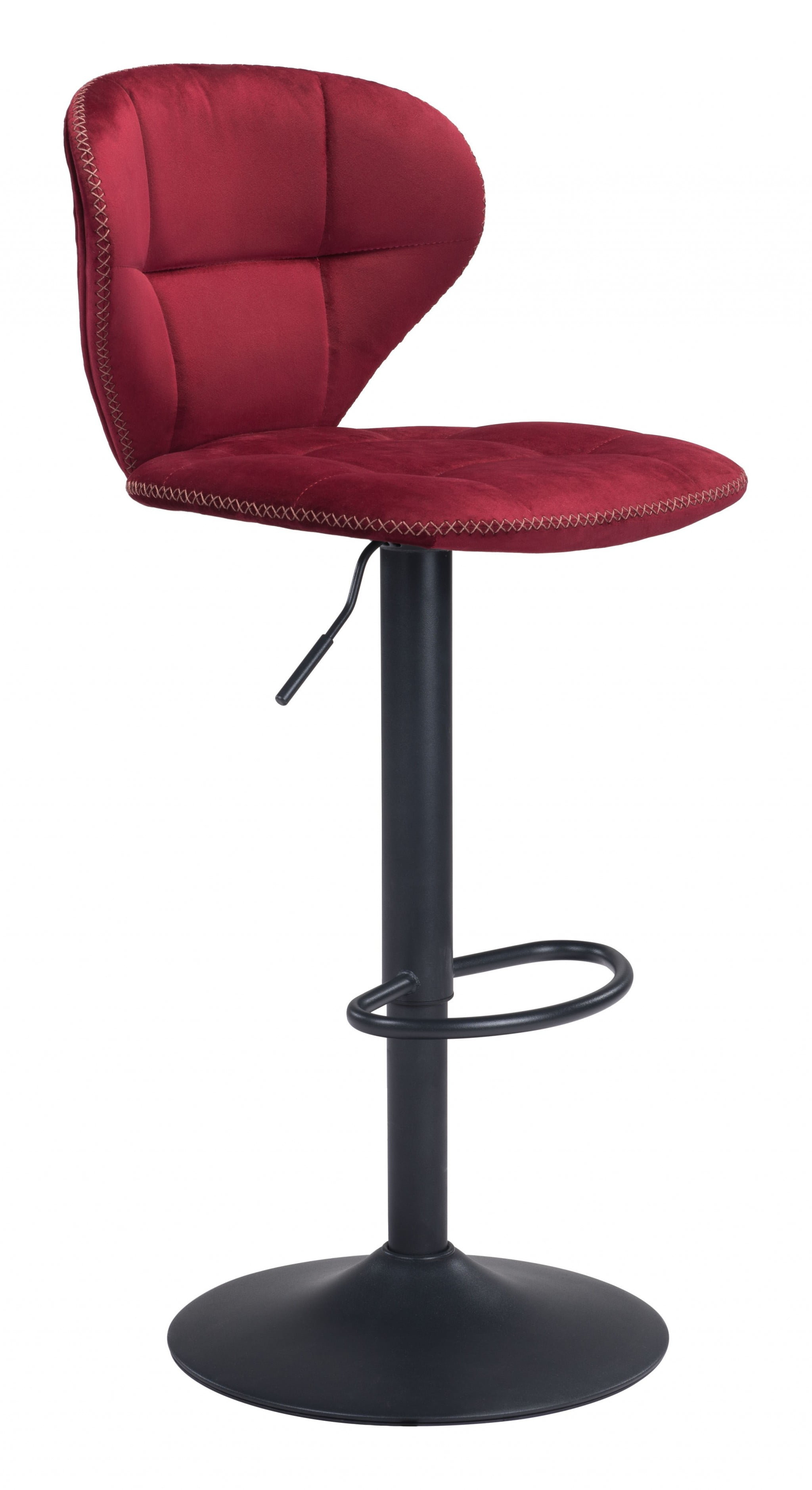 Adjustable Contemporary Red Wood and Metal Bar Stool