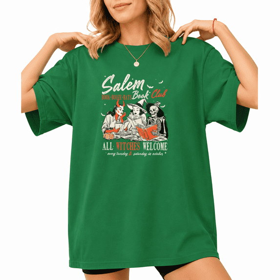 Salem Book Club All Witches Welcome Vintage Print T-Shirt